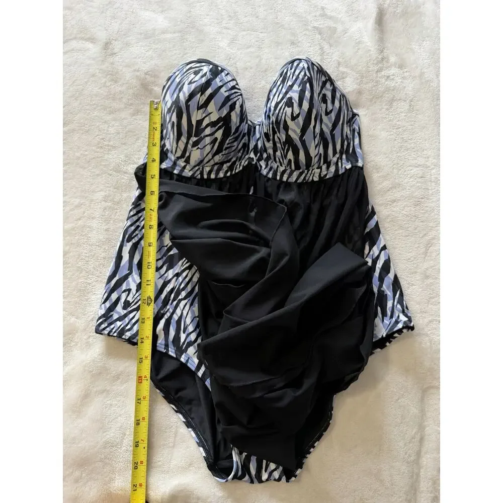 Curvy Kate Wrapsody Swimsuit Multiway Bandeau Strapless Zebra Print 32DDD NWT